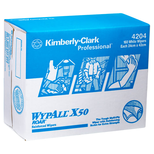 WYPALL® X50 Pop-Up Wipers, Reinforced Single Sheet White Wipers