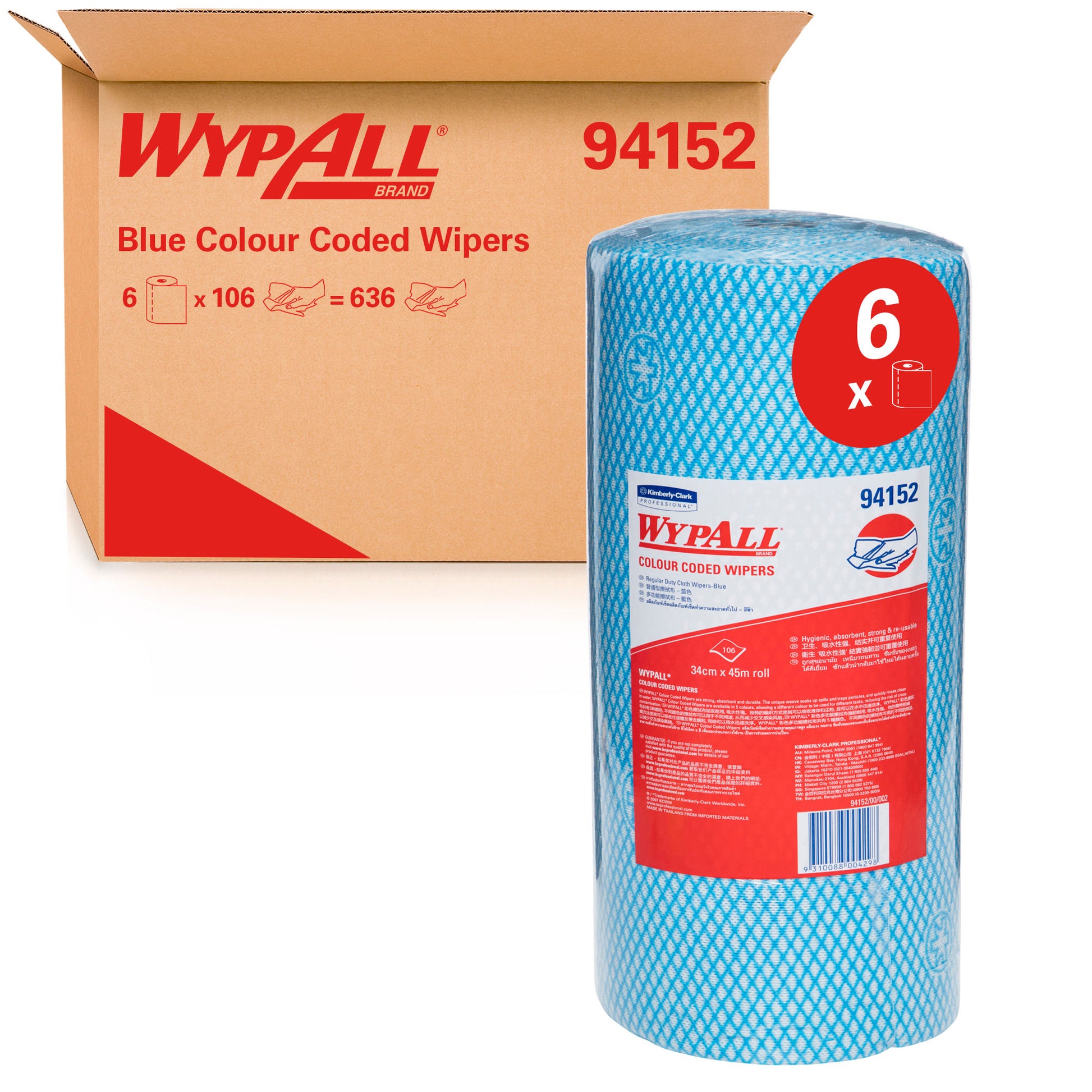 WYPALL® Blue Colour Coded Wiper Roll Colour Coded Multipurpose Wipers ...