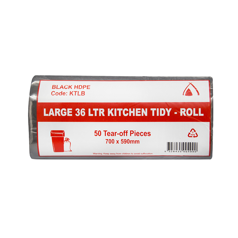 Black Large 36L Kitchen Tidy Binliner Roll 700x590mm Carton: 1,000