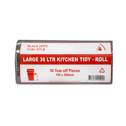 Black Large 36L Kitchen Tidy Binliner Roll 700x590mm Carton: 1,000