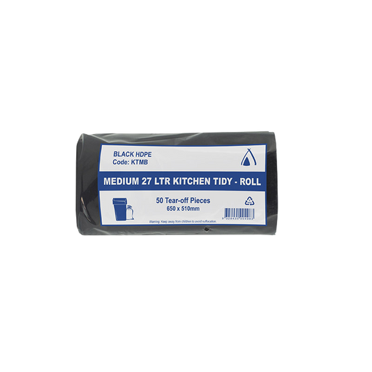 Black 27L Medium Kitchen Tidy Binliner 650x510mm Carton: 1,000