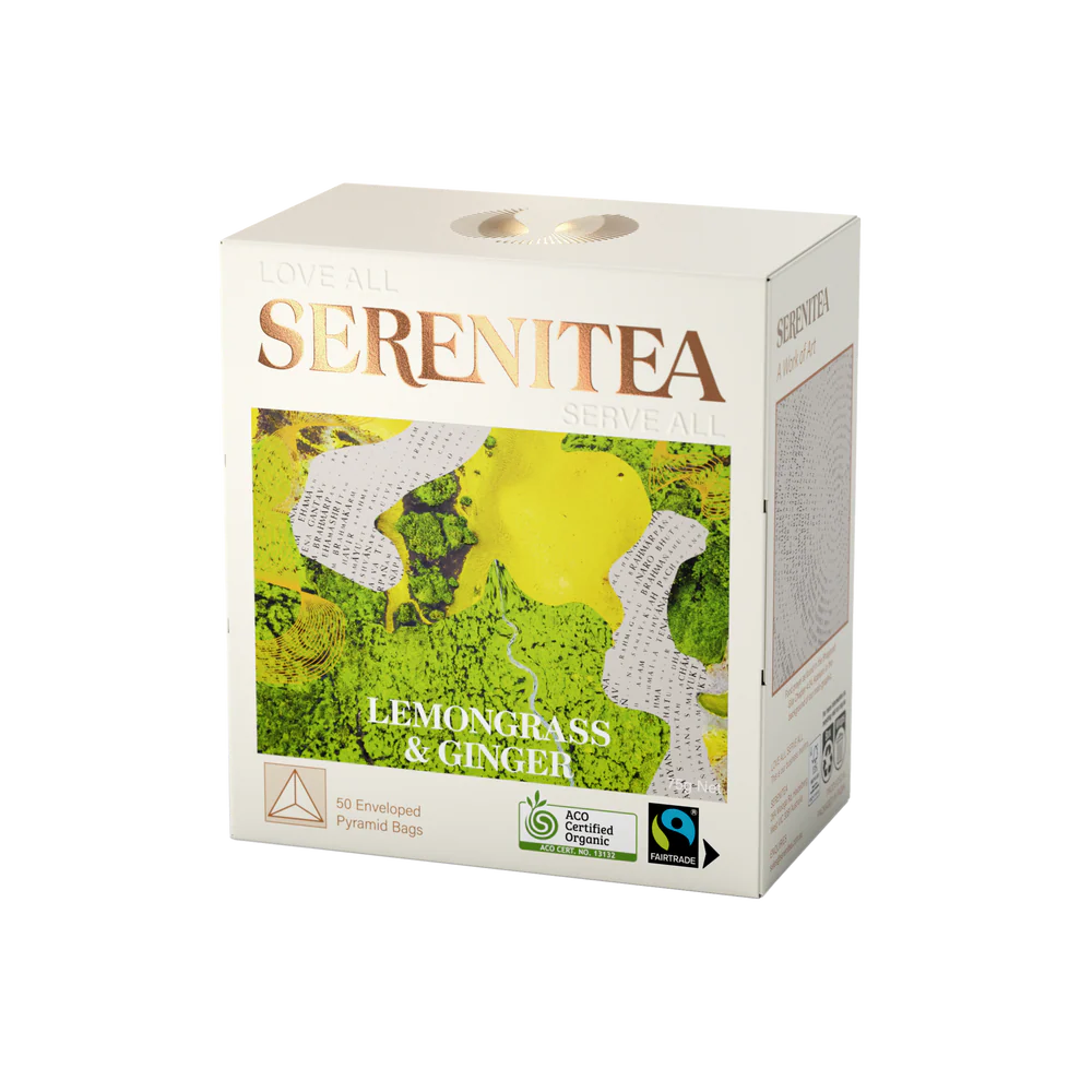 Serenitea Organic Lemongrass & Ginger Pyramid Bidegradable/Compostable Tea Bags Carton: 6 x 50