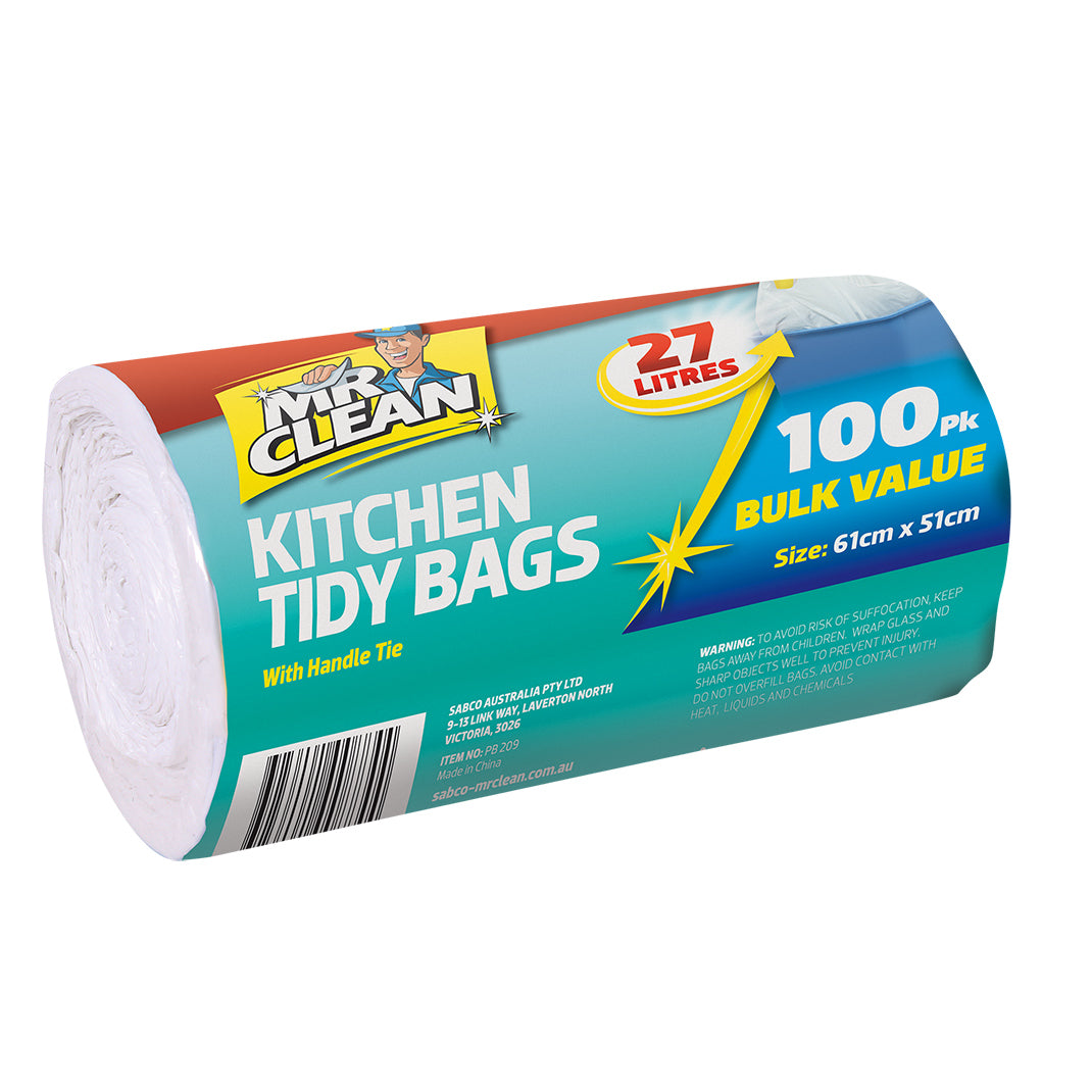 Kitchen Tidy Bags 27L – 100PK Carton: 9 x 100 Pack