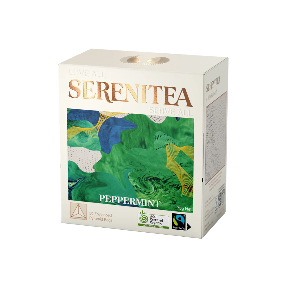 Serenitea Organic Peppermint Pyramid Biodegradable/Compostable Tea Bags Carton: 6 x 50