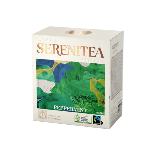 Serenitea Organic Peppermint Pyramid Biodegradable/Compostable Tea Bags Carton: 6 x 50