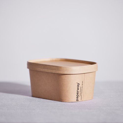 Paperway PP Rectangular Container Lid - Kraft PP Paper