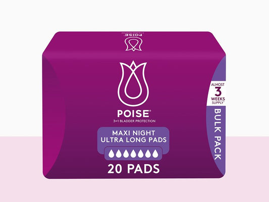 Poise® Overnight Ultra Long Pads for Bladder Leaks - Carton: 2 Pack