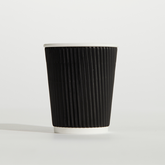 Black Ripple Wrap Corrugated Hot Cup - 8oz
