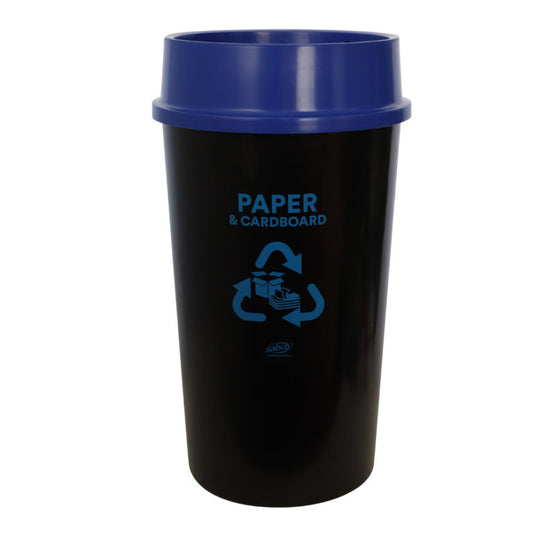 EnviroPlastic Recycling Station 60L Bin with Stickers & Lid - Paper & Cardboard