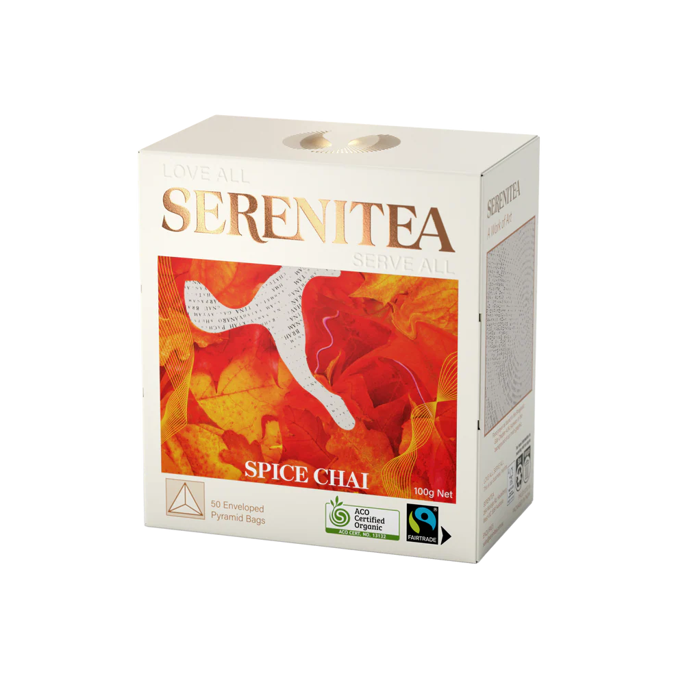 Serenitea Organic Spice Chai Pyramid Biodegradable/Compostable Tea Bags Carton: 6 x50