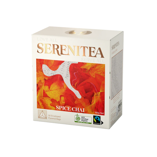 Serenitea Organic Spice Chai Pyramid Biodegradable/Compostable Tea Bags Carton: 6 x50