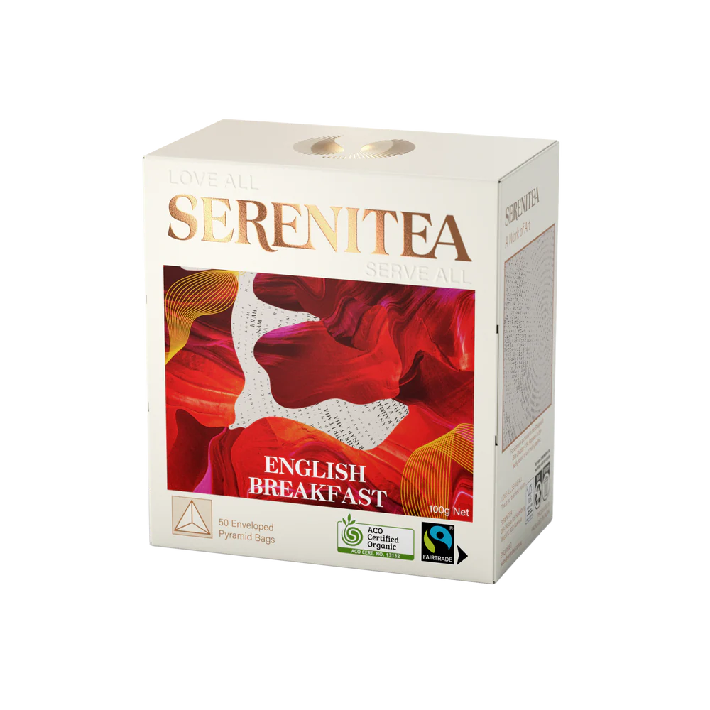 Serenitea Oranic English Breakfast Pyramid Compostable/Biodegradable Tea Bags Carton: 6 x 50