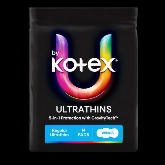 U by Kotex® Ultrathin Regular Pads with Wings - Carton: 6 Packs