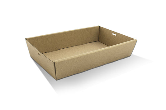 Brown Corrugated Rectangle Catering Tray - Medium 50mm Height