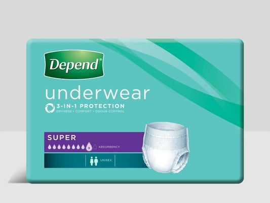 DEPEND® Super Unisex Underwear Large - Carton: 4 Packs